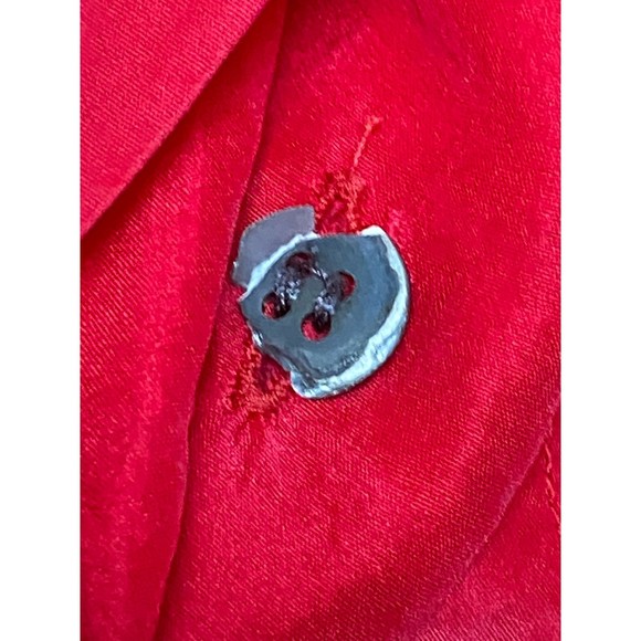 Anne Pinkerton Womens Shirt Large Red Silk Short Sleeves Breast Pocket - Picture 8 of 8